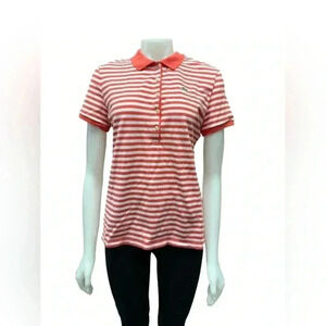 Lacoste SS Golf Style Orange Striped Shirt Size  44